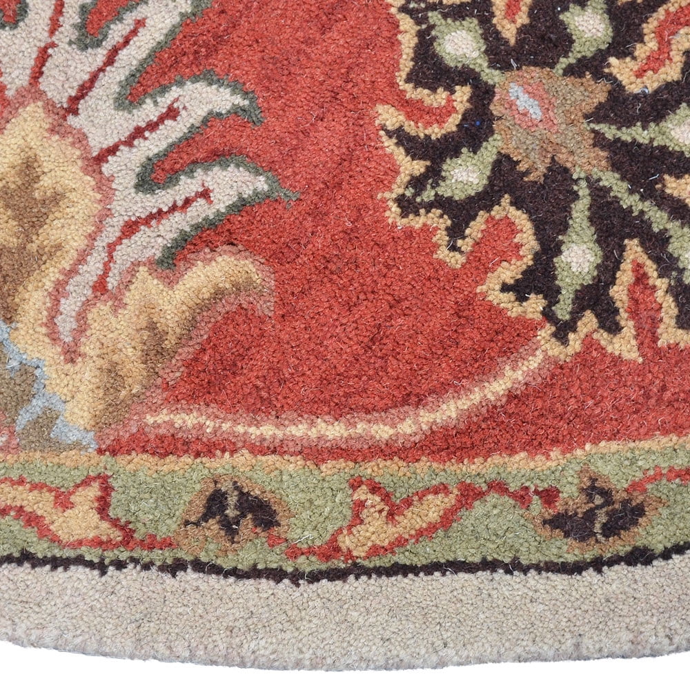 Hand Tufted Wool Round Area Rug, 10'x10', Beige Red, High Pile D2103