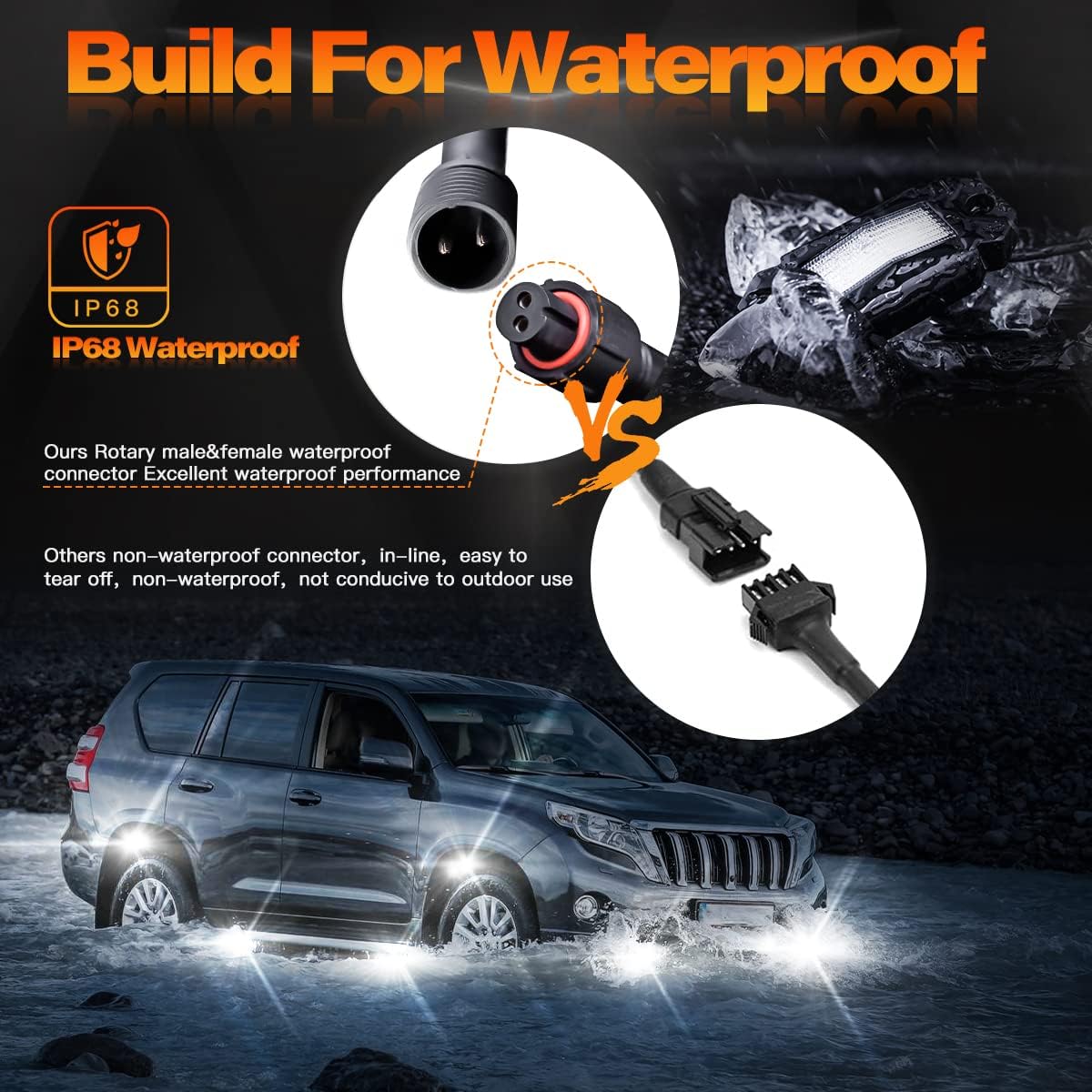 4Pods LED Rock Lights Kit with Switch Wire Harness L612