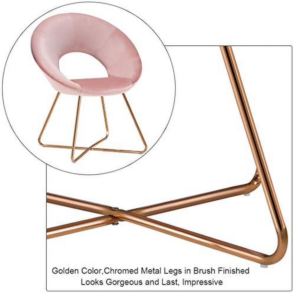 Velvet Accent Arm Chairs with Golden Metal Frame Legs Set of 2 Z989999