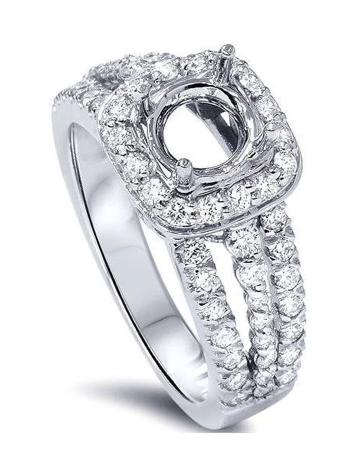 14K White Gold Diamond Engagement Ring Y894