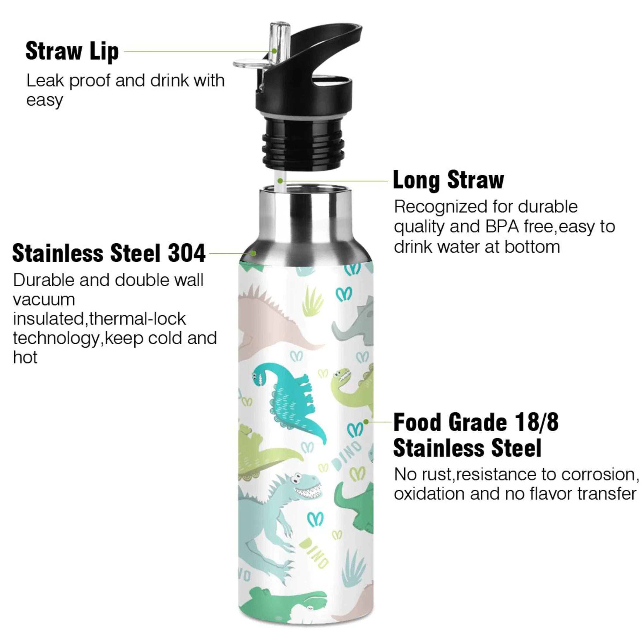 Stainless Steel Insulated Water Bottle with Straw Lid U4544