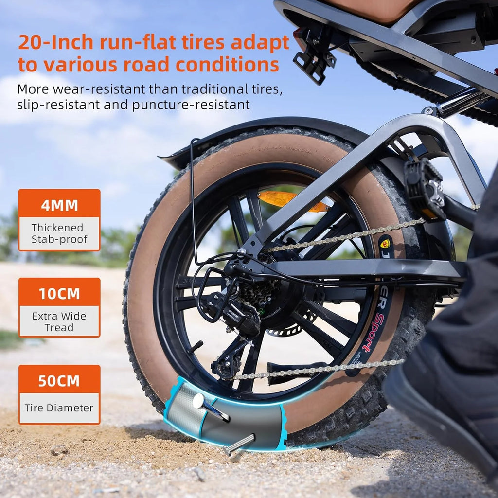 Electric Bike 20" Fat Tire Ebike with 750W Brushless Motor, 48V 18Ah Removable Battery Z304460