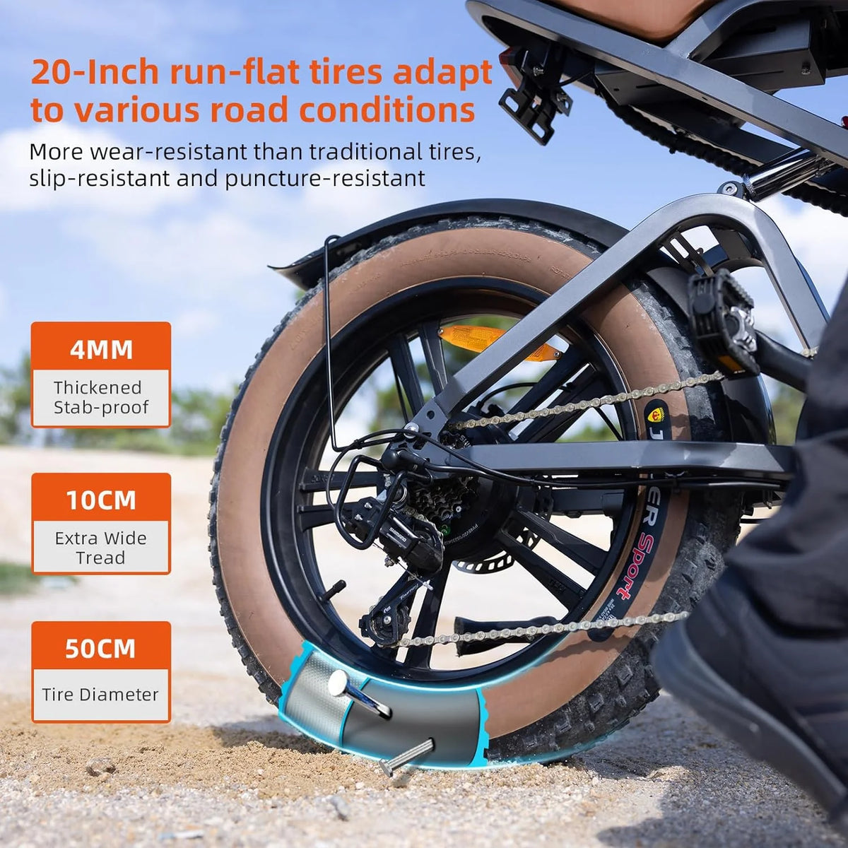 Electric Bike 20" Fat Tire Ebike with 750W Brushless Motor, 48V 18Ah Removable Battery Z304460