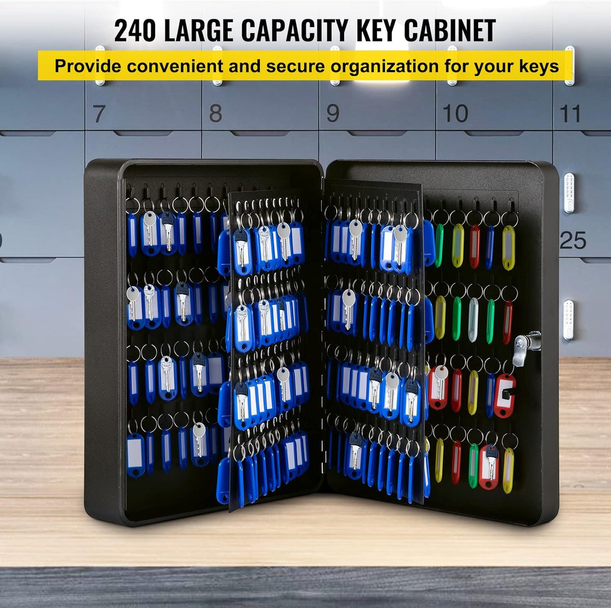 Black Wall Mounted Steel Key Cabinet (240 Positions) N8170