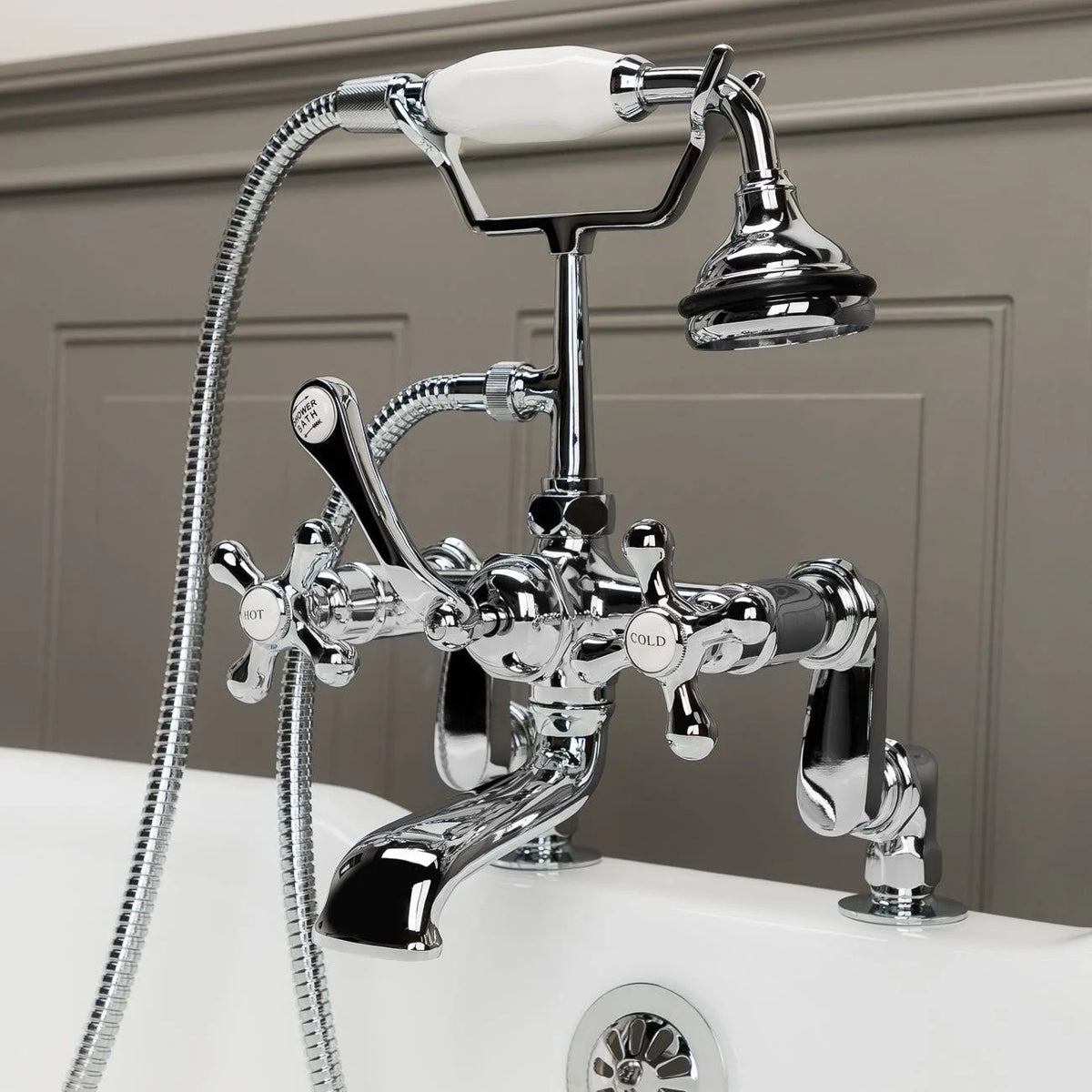 Deck Mount Clawfoot Tub Faucet with Handshower D33197