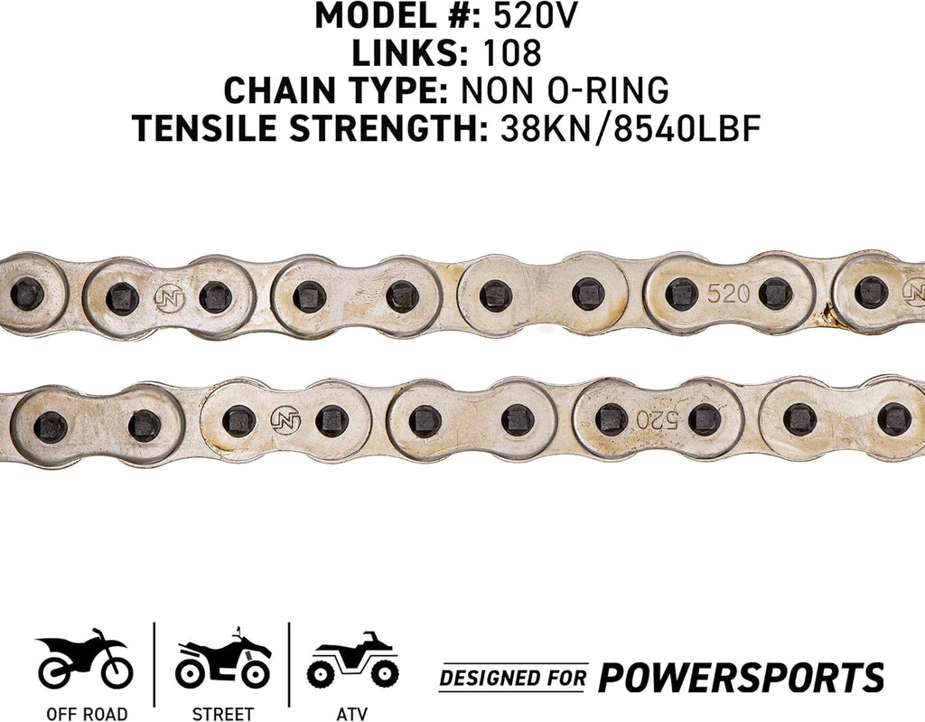 Drive Sprocket Chain Combo Front 14 Rear 36 Tooth 520NZ Standard 108 Links J80539