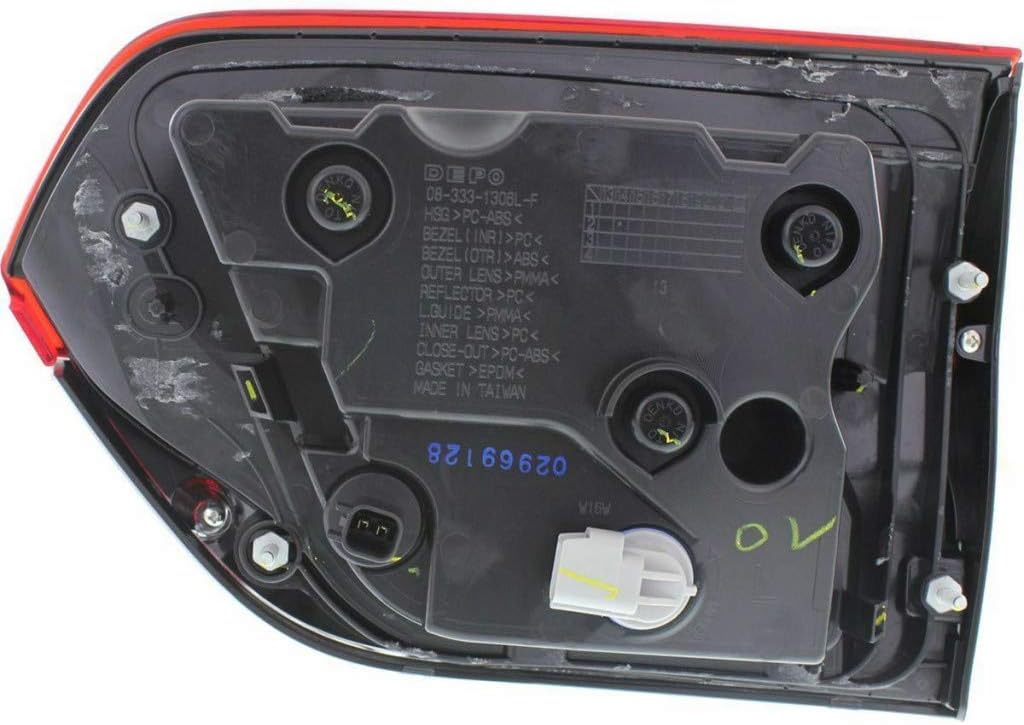 Tail Light Inner Passenger Side with Bulbs Black Housing E7605
