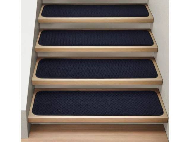 Navy Blue Attachable Carpet Stair Treads Set of 12 H56473