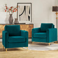 Teal Velvet Club Chairs Set Of 2 with Metal Legs F622008
