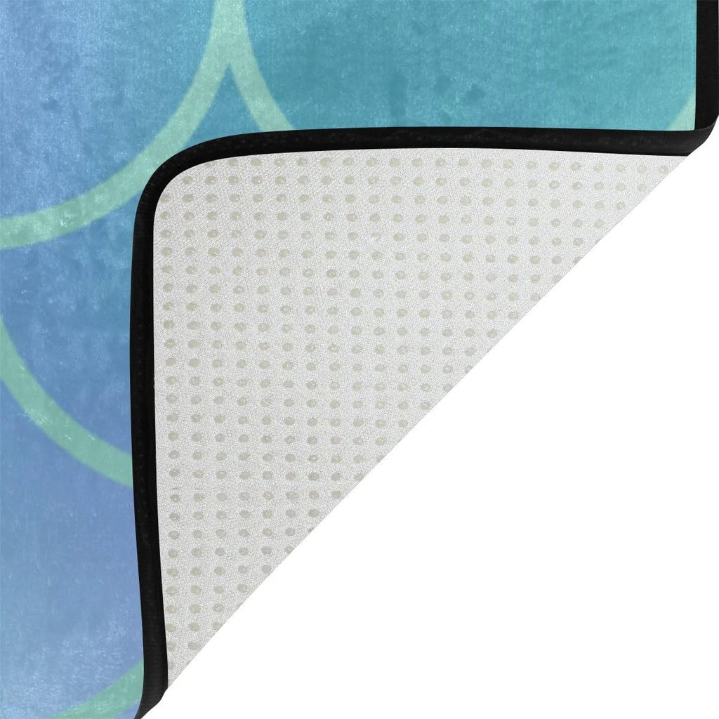 Gradient Blue Fish Scale Lightweight Carpet Mats Area Rug S9441