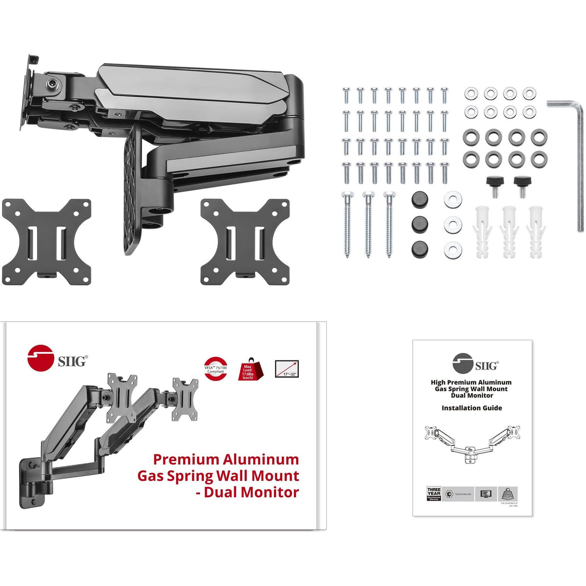 Dual Monitor Wall Mount Bracket for 2 LCD Displays N6965