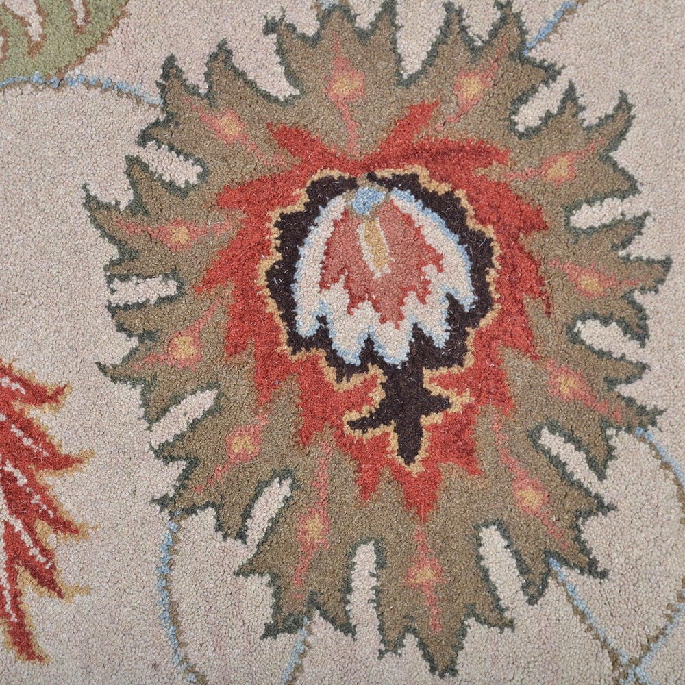 Hand Tufted Wool Round Area Rug, 10'x10', Beige Red, High Pile D2103