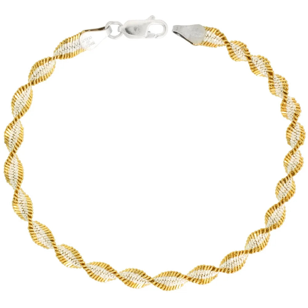 Two Tone Twisted Herringbone Chain Necklace 5mm A560386
