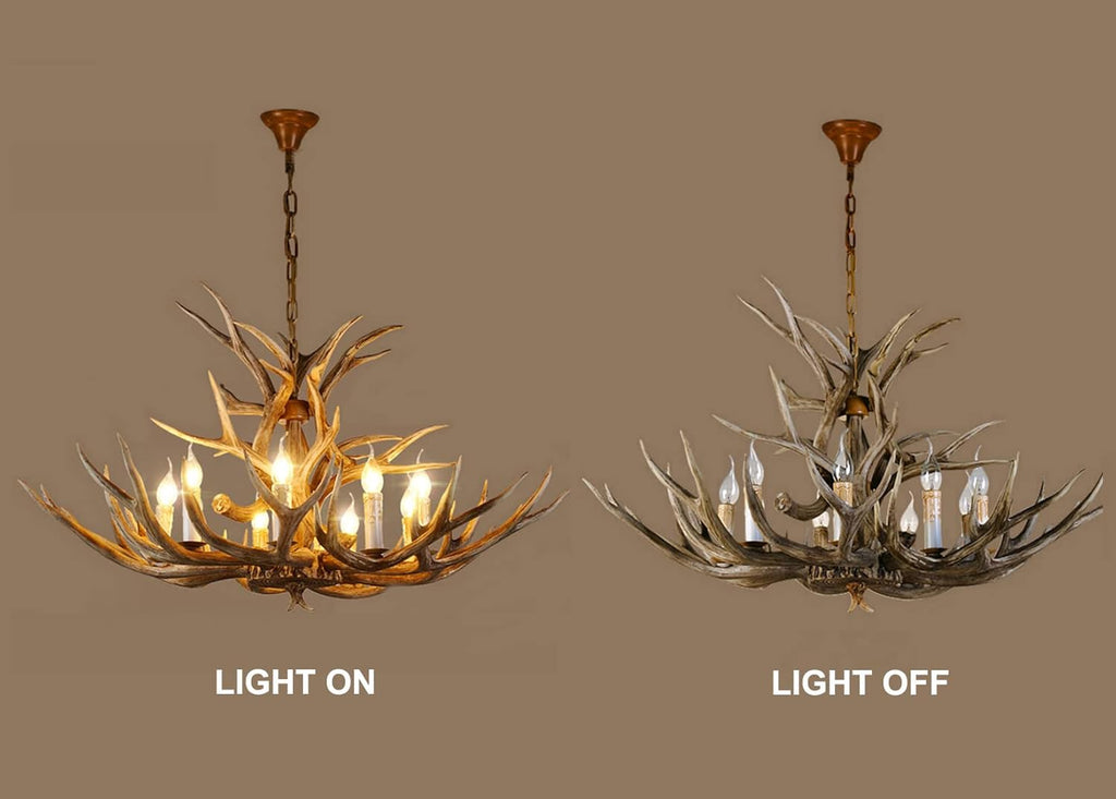 Antler Chandelier 8 Light Rustic Resin Deer Horn Pendant Light D492