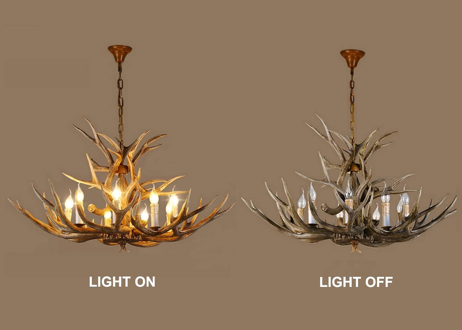 Antler Chandelier 8 Light Rustic Resin Deer Horn Pendant Light D492