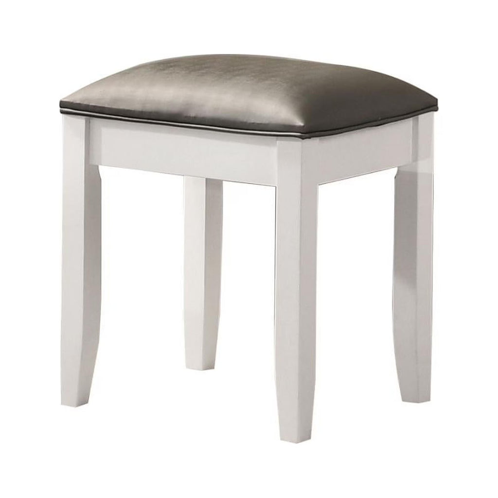 Upholstered Vanity Stool Metallic Glossy White T34604