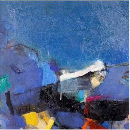 Blue Oil Painting on Canvas Y3805