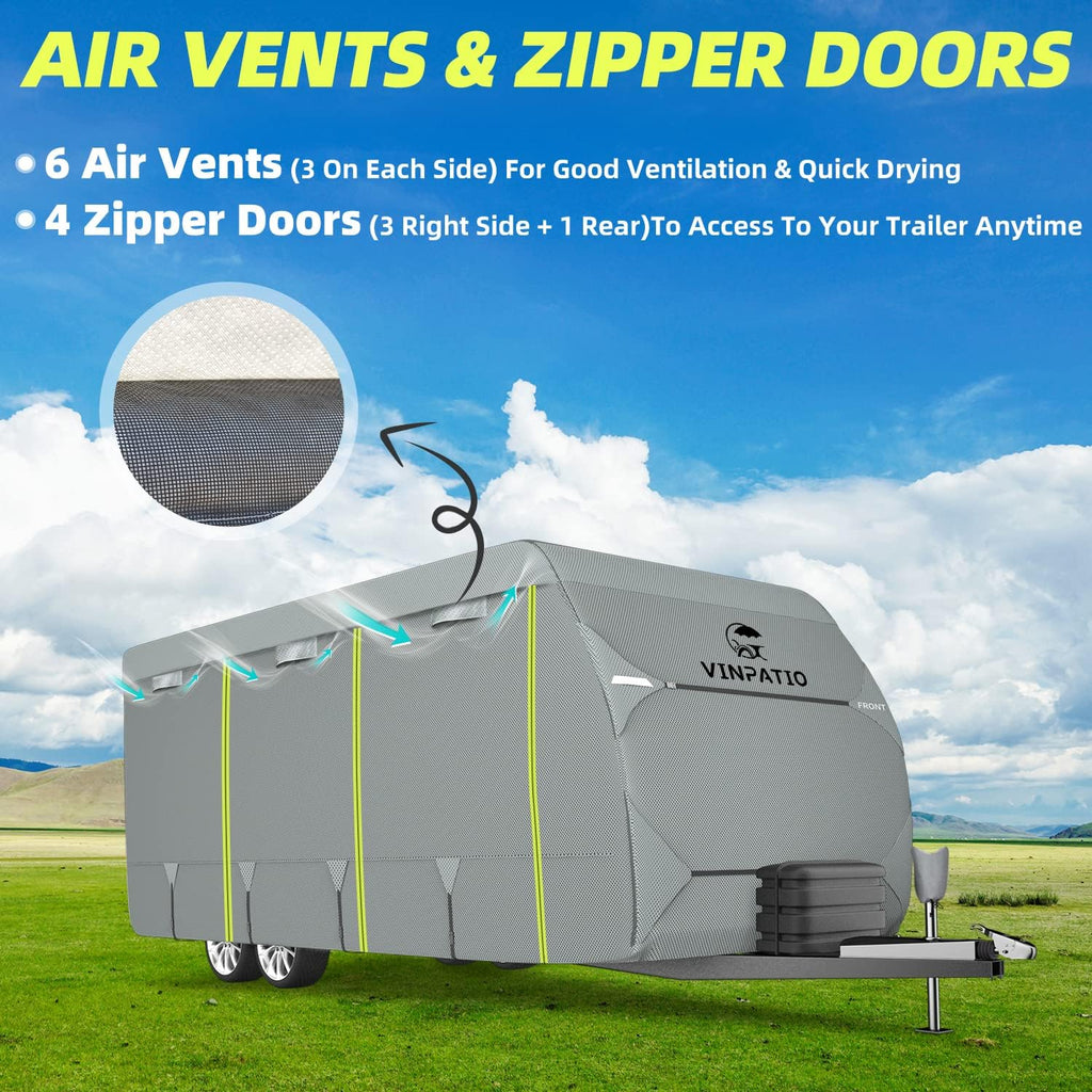 Travel Trailer Cover with Tongue Jack Cover and Straps M56419