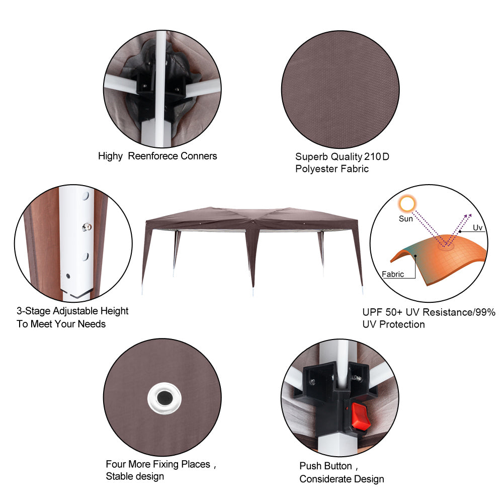 Dark Coffee Pop Up Tent with Two Windows Y91042
