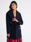 Wool-Blend Peacoat with Patch Pockets Q350