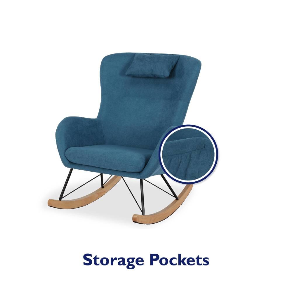 Blue Rocker Chair with Storage Pockets I5536