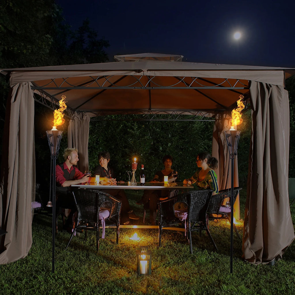 Bamboo Torches with Metal Oil Canisters, 5 ft F350943