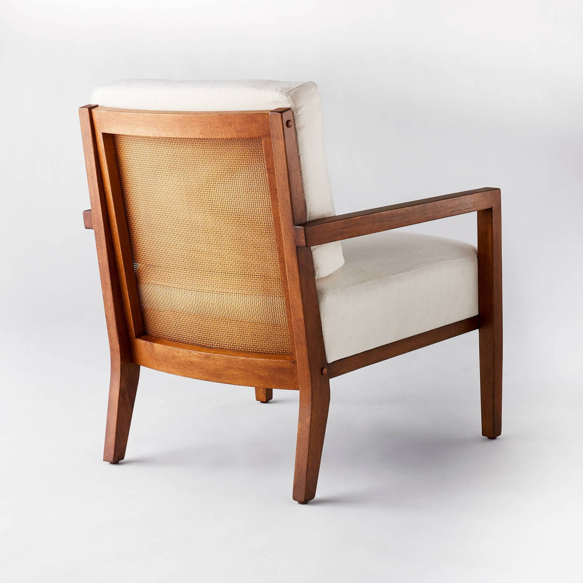 Cane Back Accent Chair Cream/Mid-tone Wood W4642