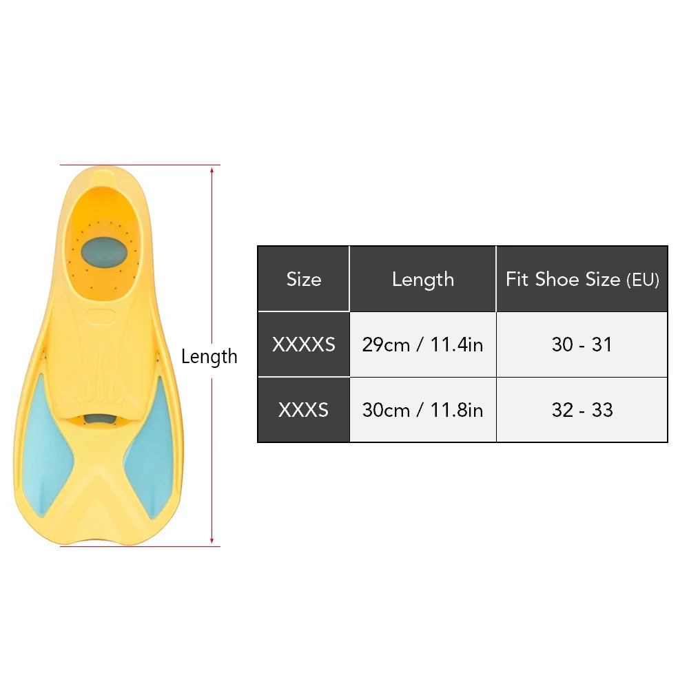 Short Swim Fins for Swimming Snorkeling Training D7739
