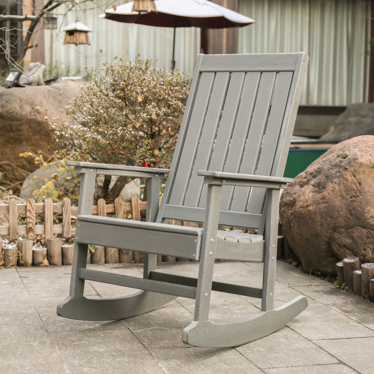 Black Tek-Wood Adirondack Rocker Chair L64412