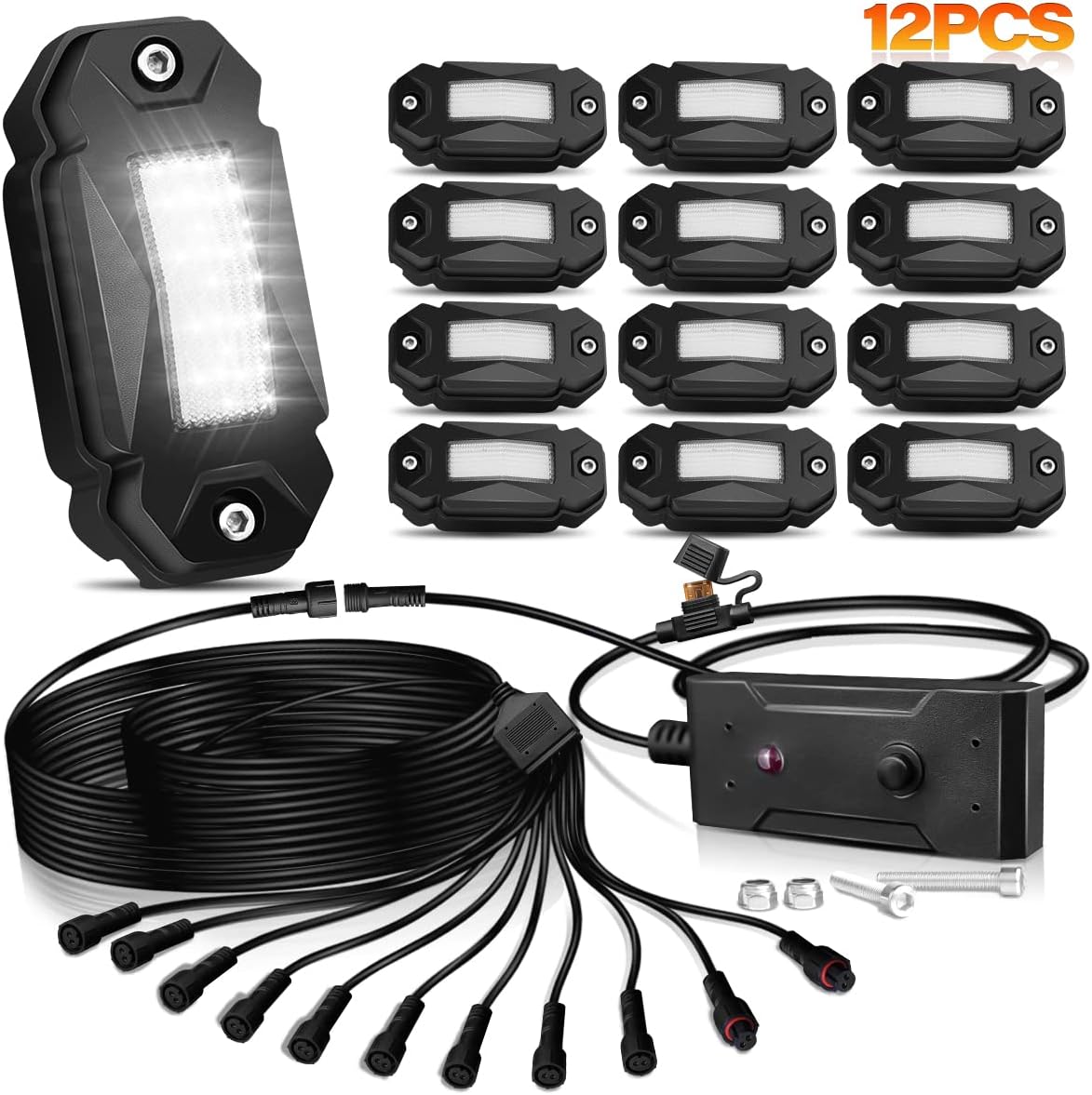 4Pods LED Rock Lights Kit with Switch Wire Harness L612