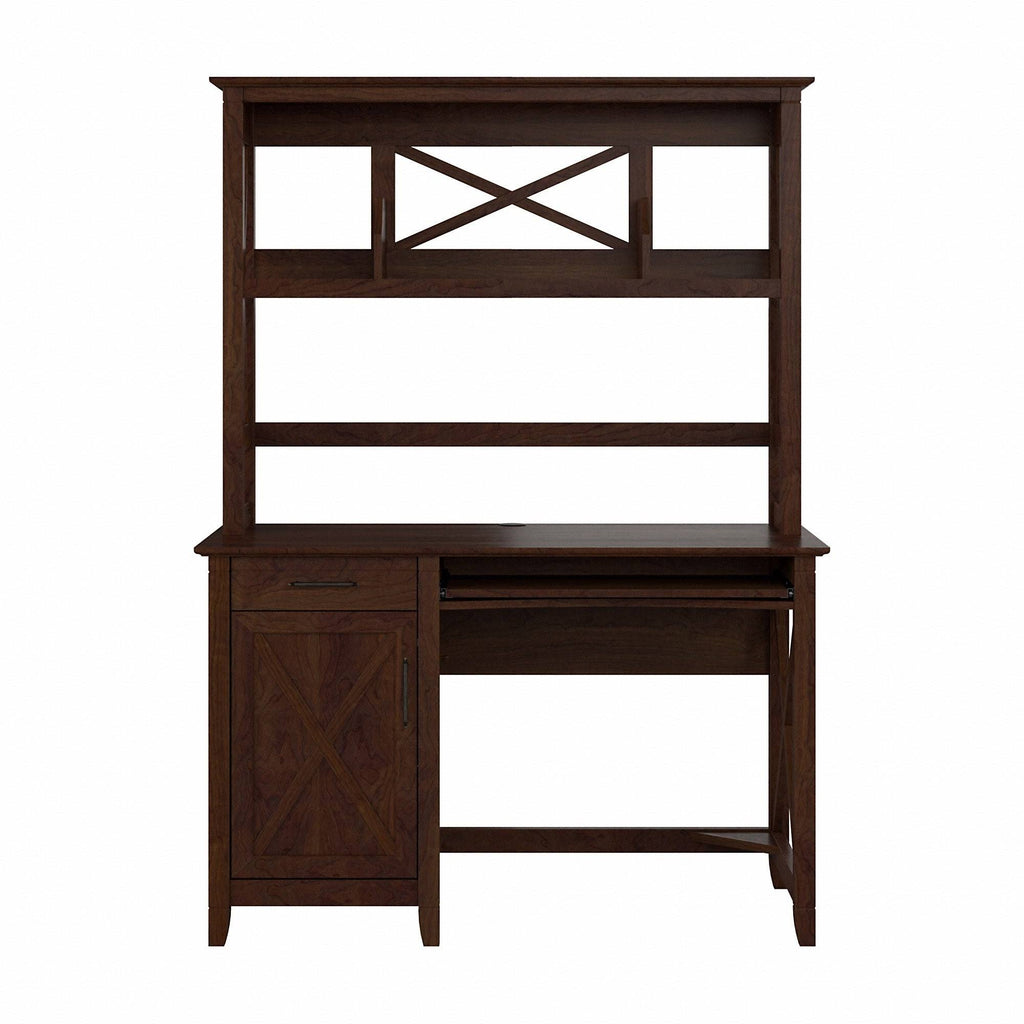 Washed Gray Engineered Wood Small Computer Desk with Hutch I7748