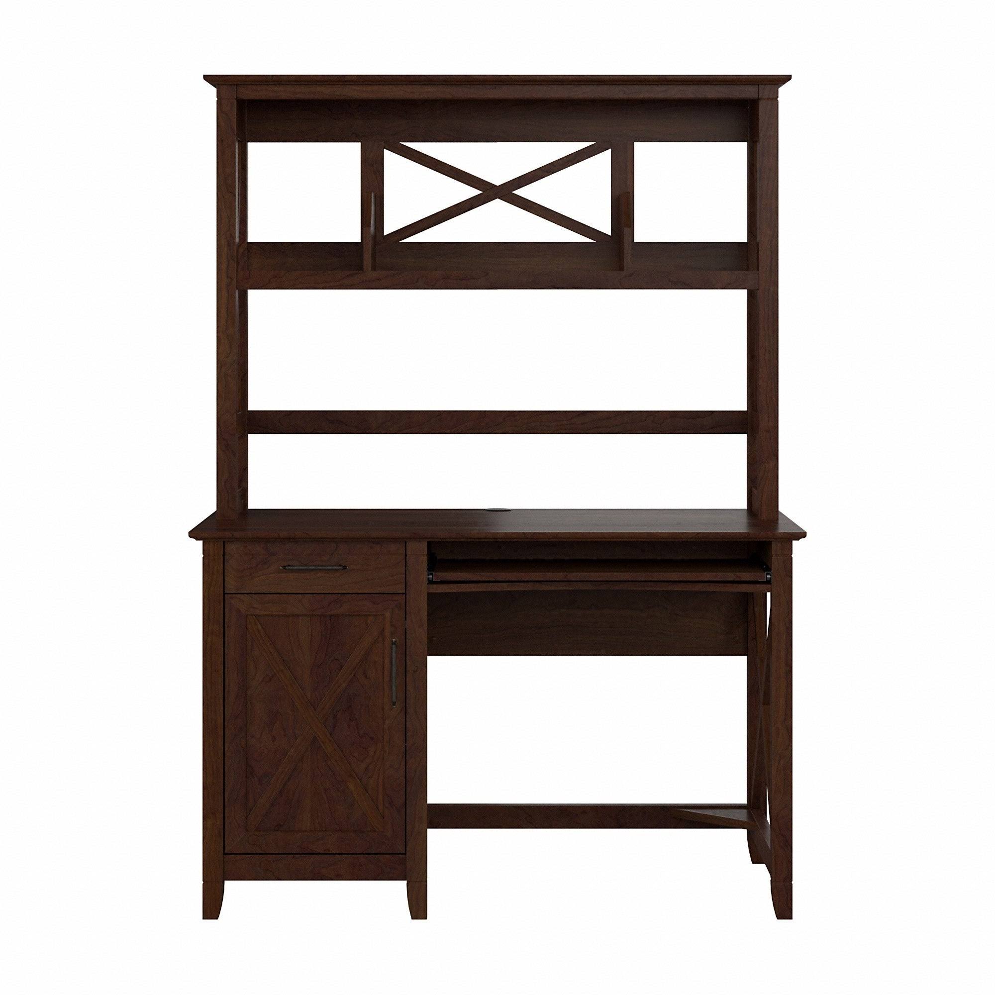 Washed Gray Engineered Wood Small Computer Desk with Hutch I7748