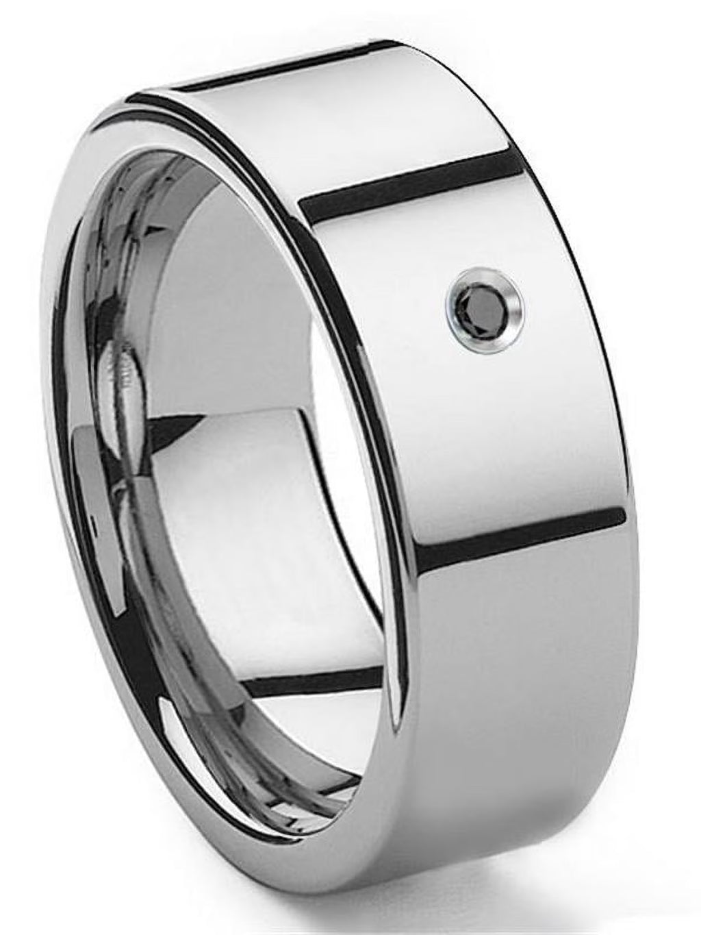 Black Tungsten Carbide 10MM Flat Comfort Fit Mens Wedding Band Ring M802