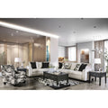 Ivory & Gray Linen-like Fabric Living Room Set 3pcs Y9099