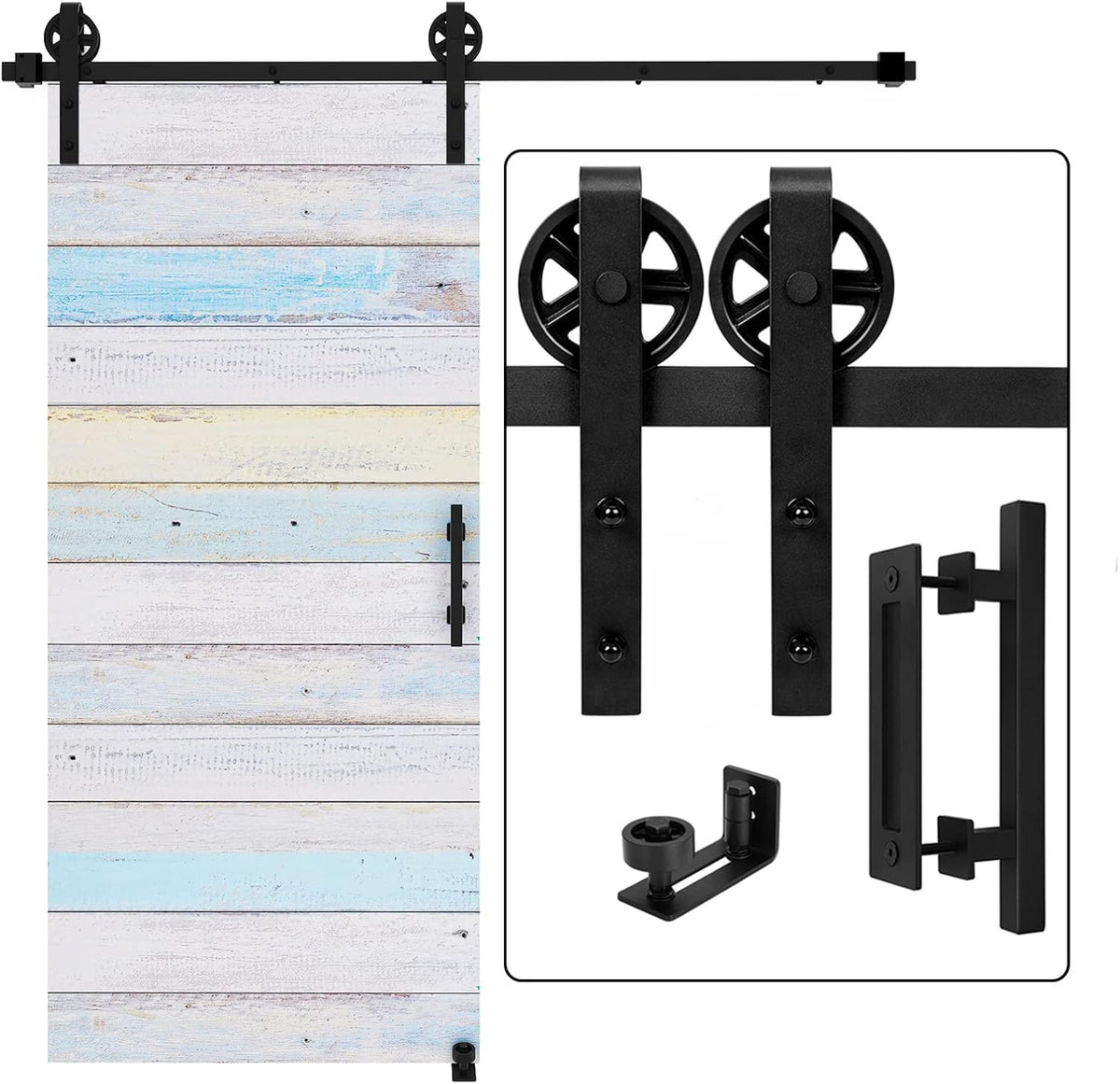 6 FT Sliding Barn Door Track and Handle Hardware Kit, Pack of 2 J73759