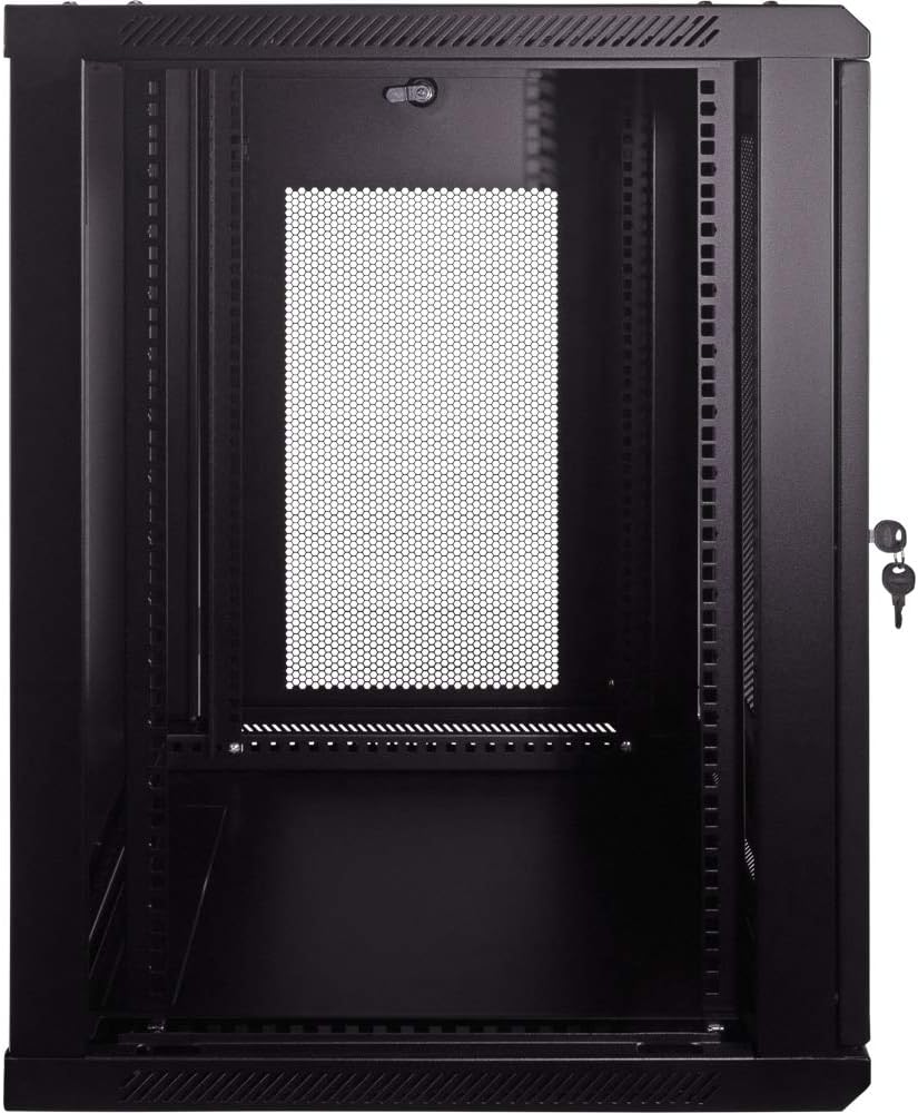 15U Wallmount IT Cabinet Enclosure 19-Inch Server Network Rack with Locking Perforated Door Black B6841