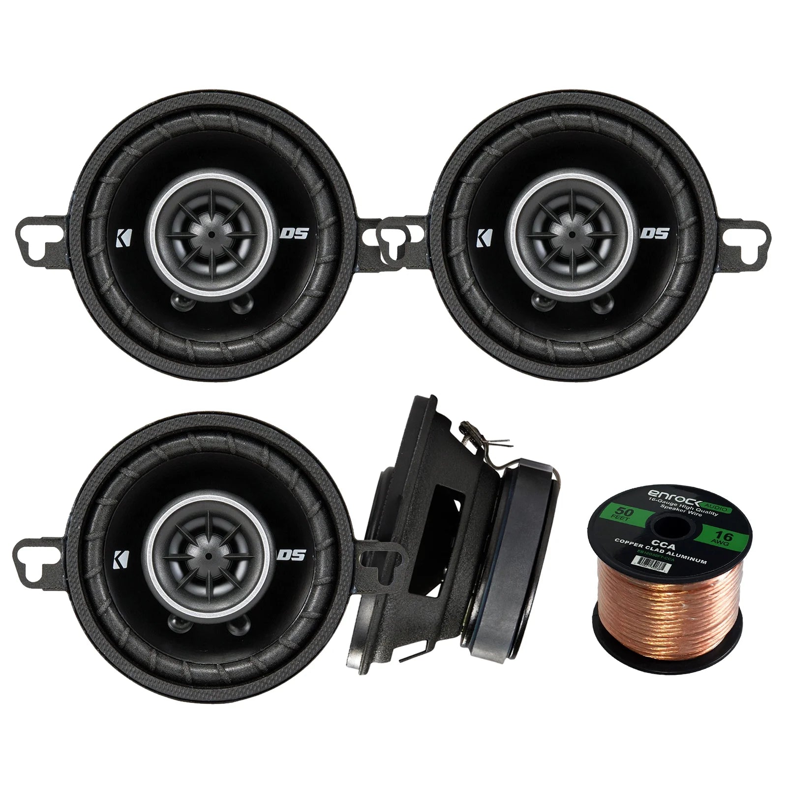 4 x 3-1/2-Inch 30W 2-Way Coax Speakers with 50 Foot Speaker Wire D145129