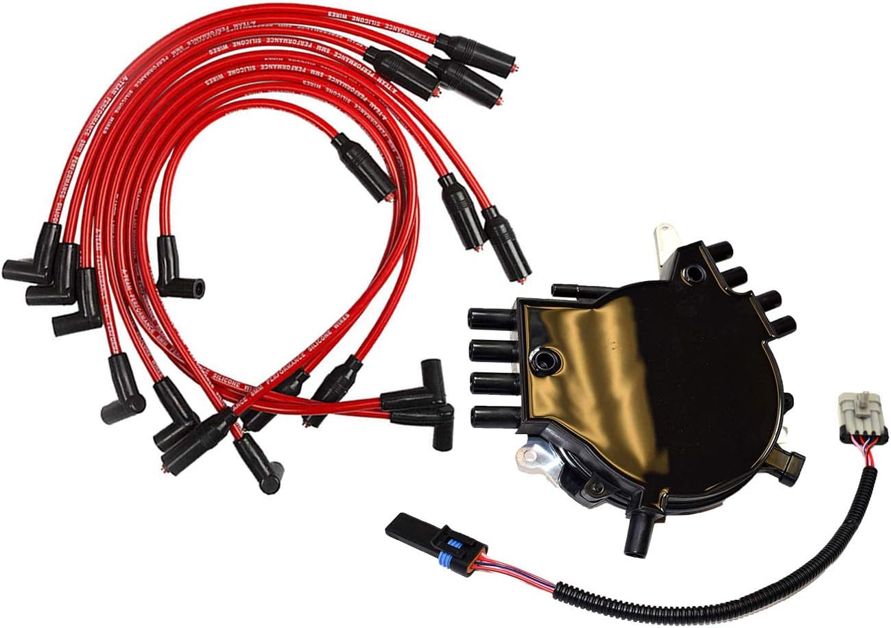 Black Cap Distributor with Spark Plug Wires J74081
