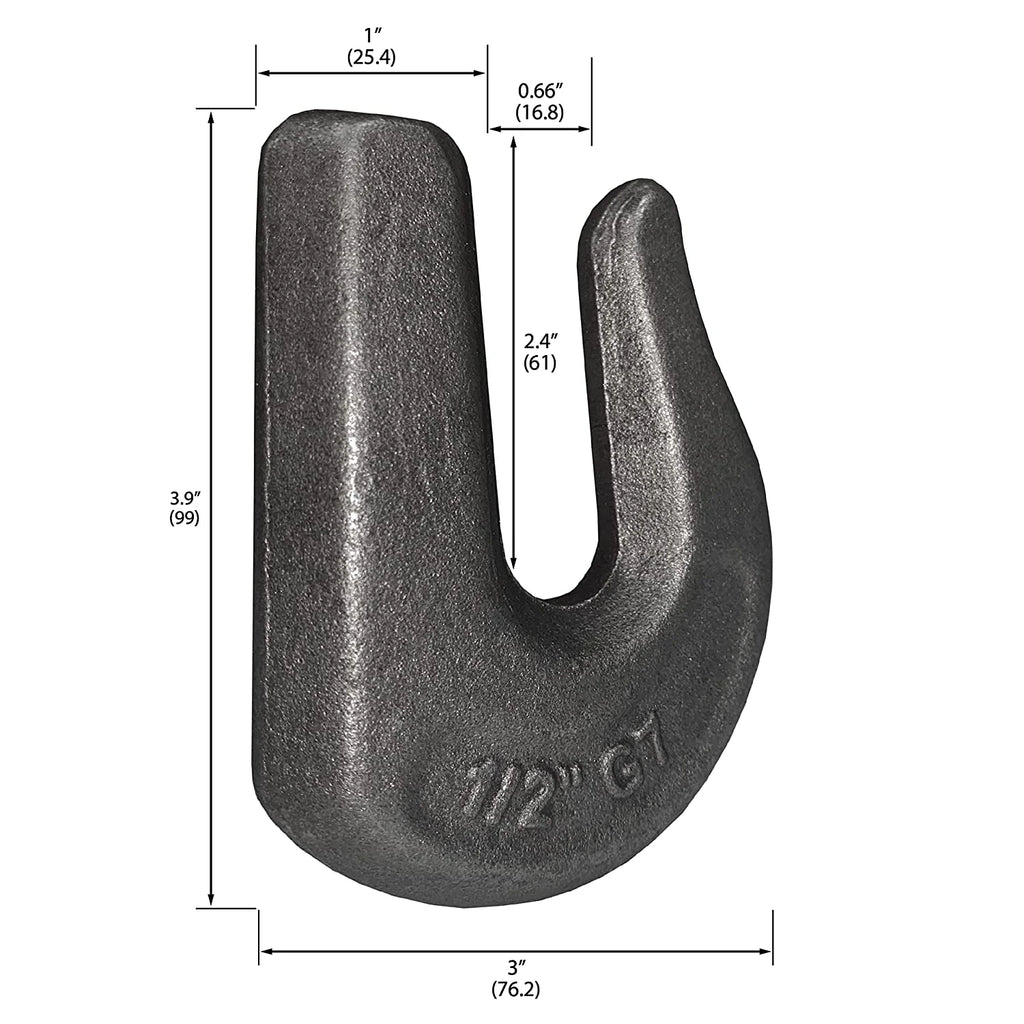 2 Pack Heavy Duty 1/2" Weld On Grab Hook, Grade 70 Clevis Chain Hook U285922