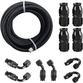20FT PTFE Braided Fuel Line Fitting Kit Black N4647