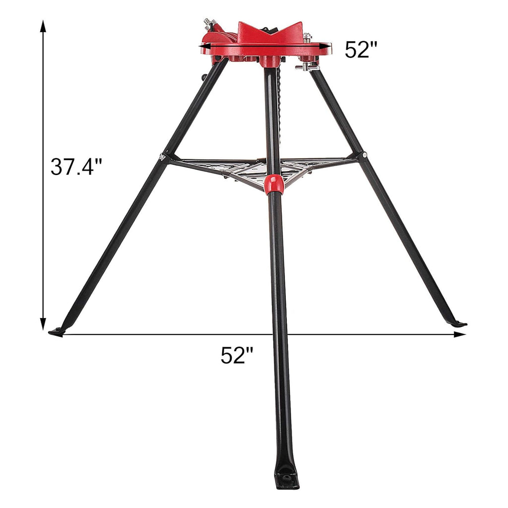 Tripod Pipe Chain Vise with Pipe Stand, Portable Foldable Steel Legs, Tool Tray Y941