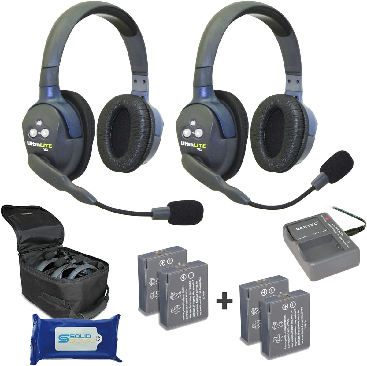 2 Dual Ear Wireless Headset Communication System with 2 Additional Batteries J408