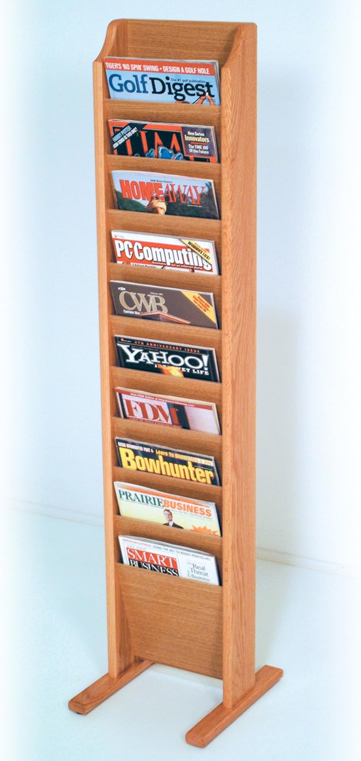 Medium Oak Free-Standing Magazine Rack H4081