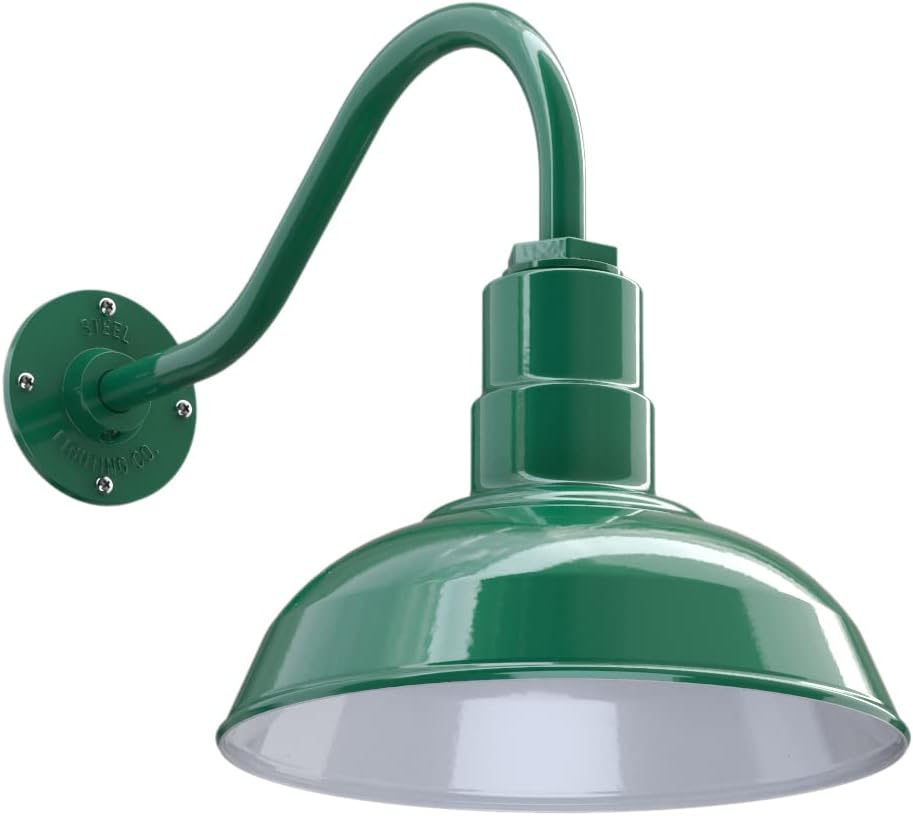 Matte Black 12 inch Dome 11 inch Gooseneck Outdoor Wall Mounted Barn Light G160