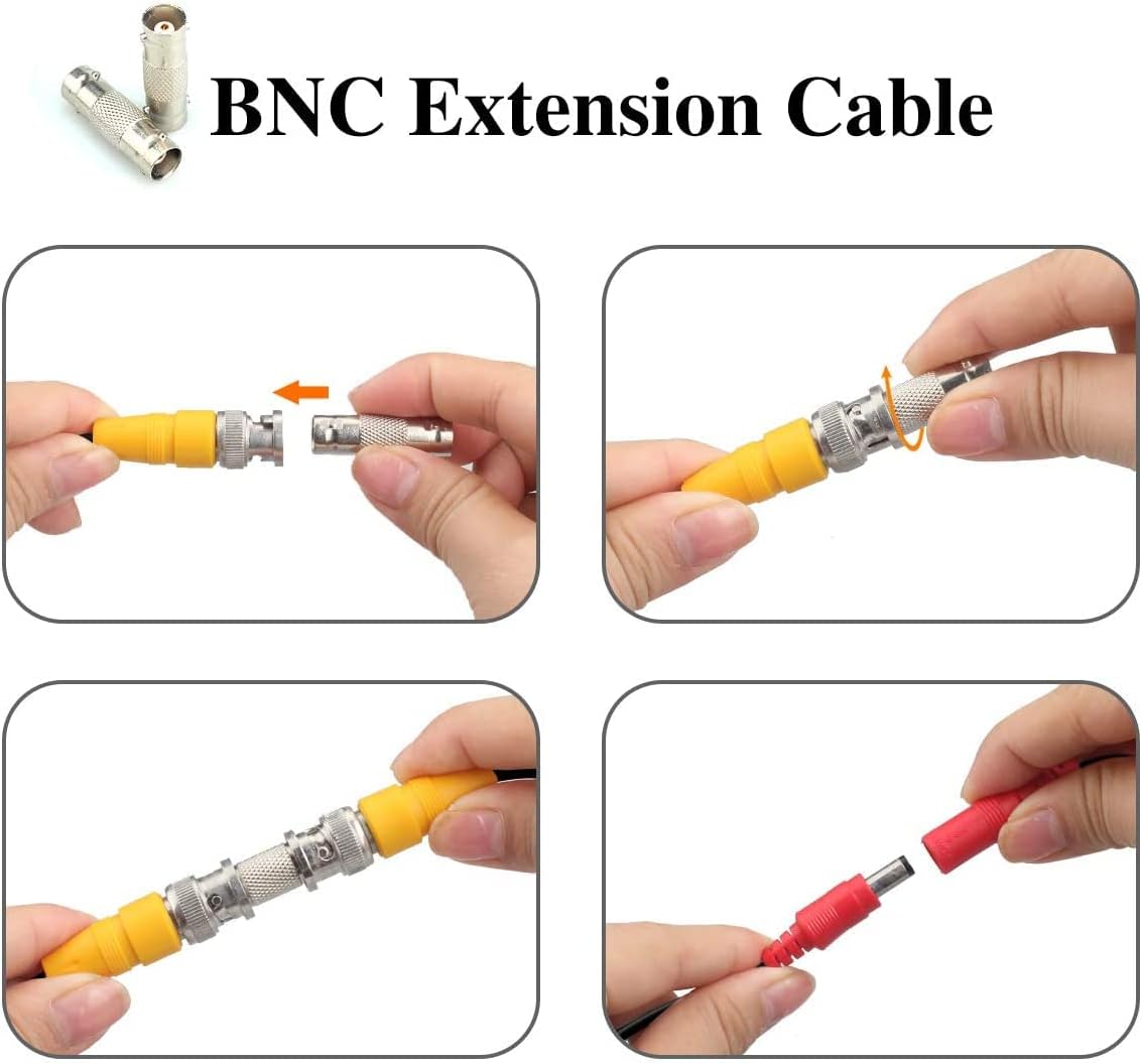 200ft 4Pack Siamese Video and Power Security Camera Cable with 2 Female Connectors Y9817
