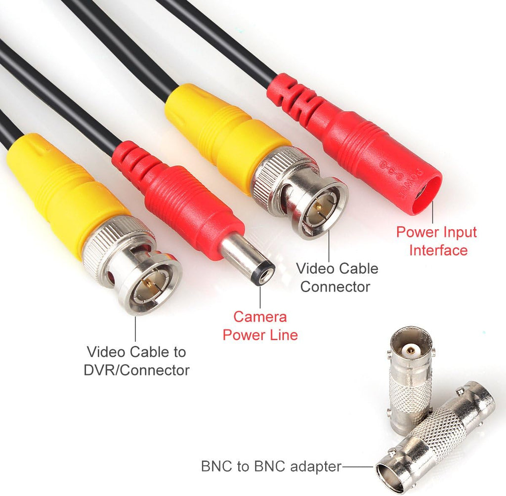 200ft 4Pack Siamese Video and Power Security Camera Cable with 2 Female Connectors Y9817