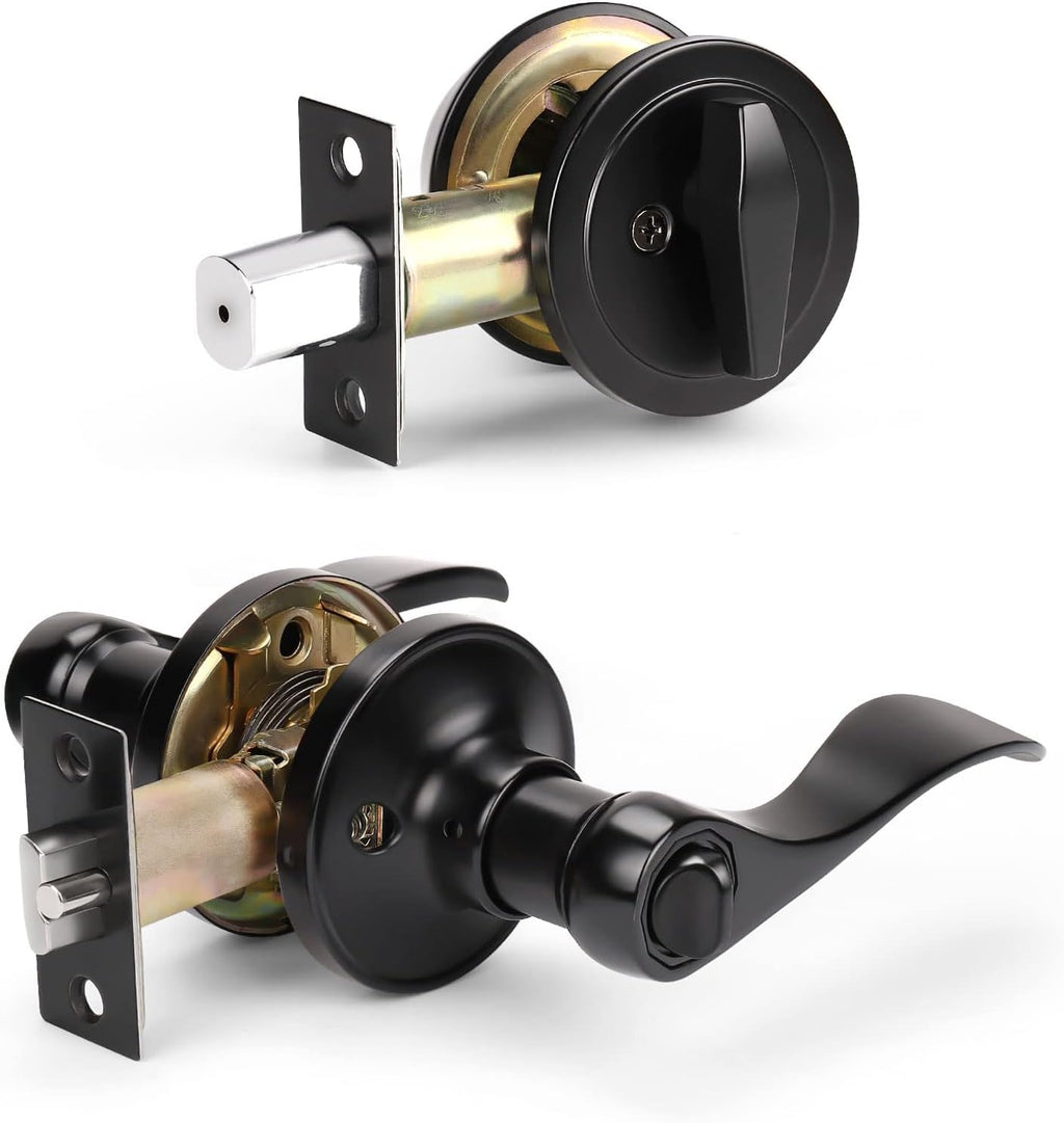 Matte Black Privacy Door Levers E6533