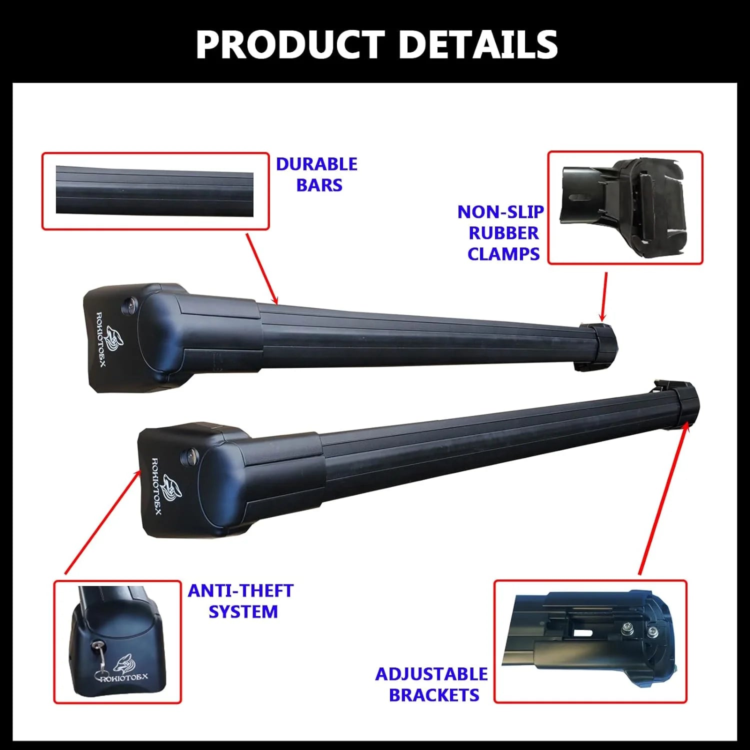 Black Lockable Roof Rack Crossbars I88739