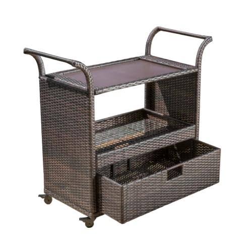 Brown Wicker Bar Cart F136219