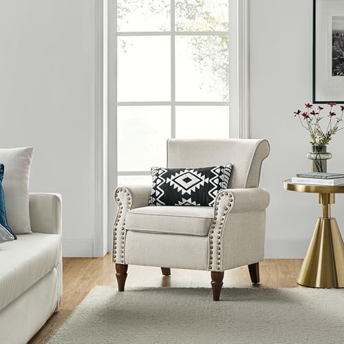 Accent Chairs Set of 2 with Wood Legs & Removable Cushion, RED B68066